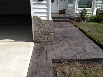 Broom Finish Driveway with Stamped Borders Edmonton