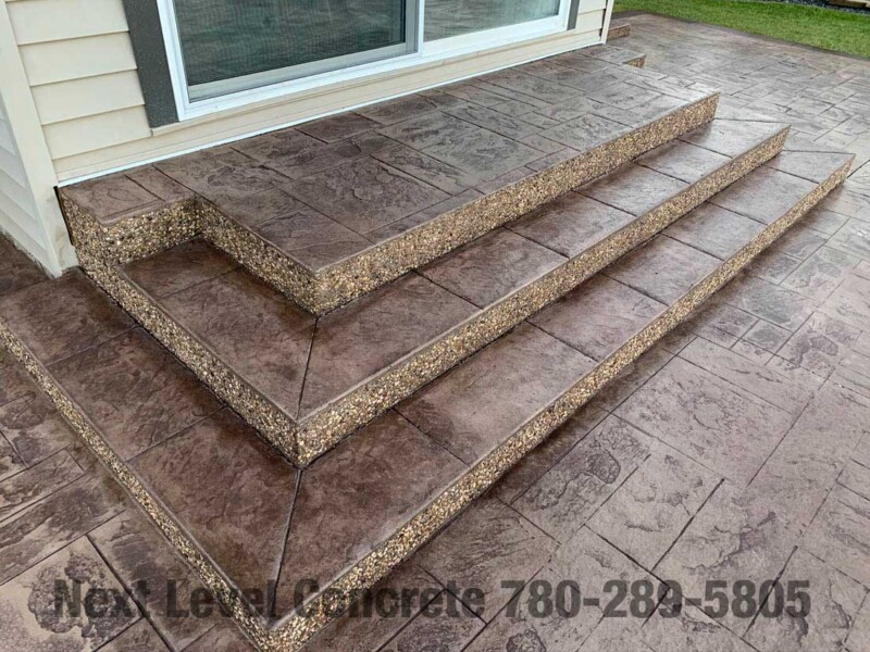 Stamped Concrete Patio and Steps Next Level Concrete Ltd